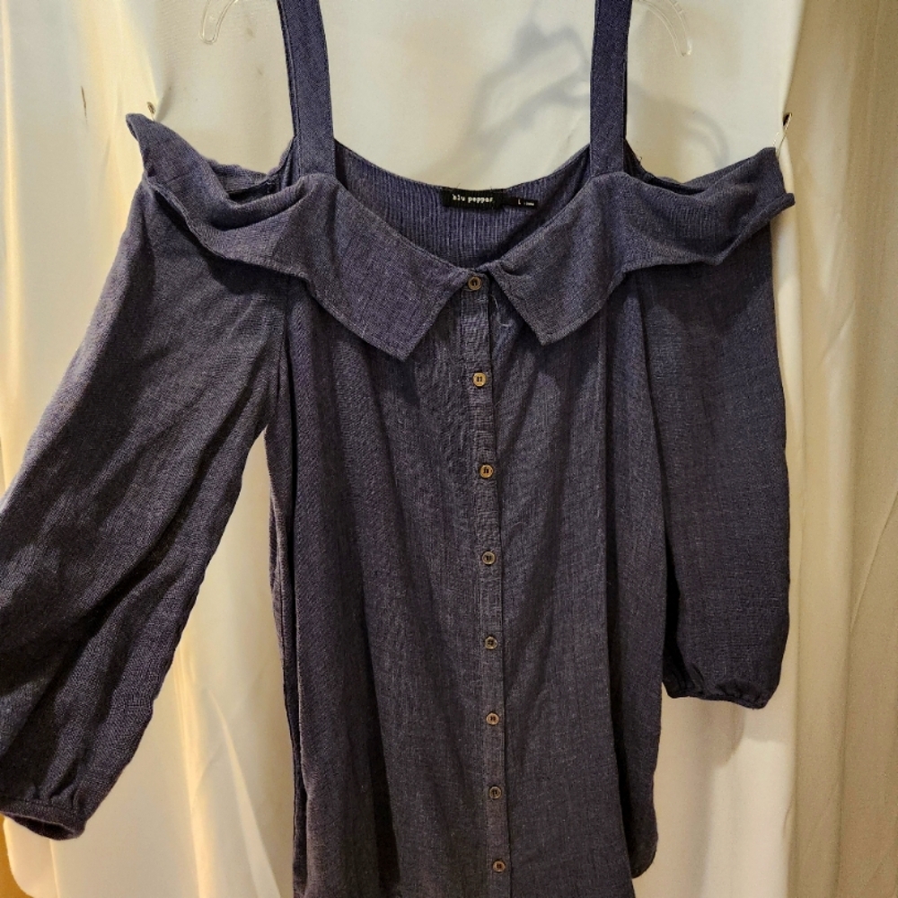 Button down off the shoulder blouse